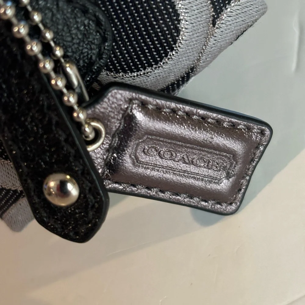 COACH Gunmetal Black/Black C Logo COSMETIC BAG NWOT